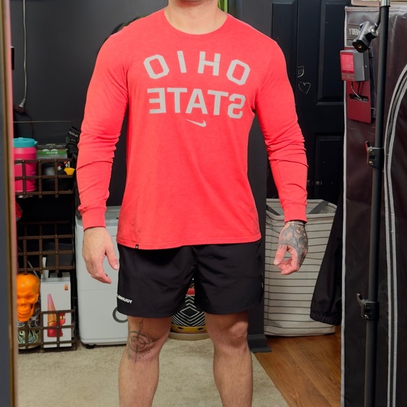 Nike Red Long Sleeve Tee with Athletic Fit - Picture 1 of 5